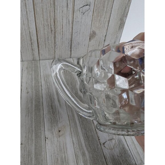 Whitehall Clear By Colony Glass Creamer 2 1/2" Cubist - Picture 6 of 7
